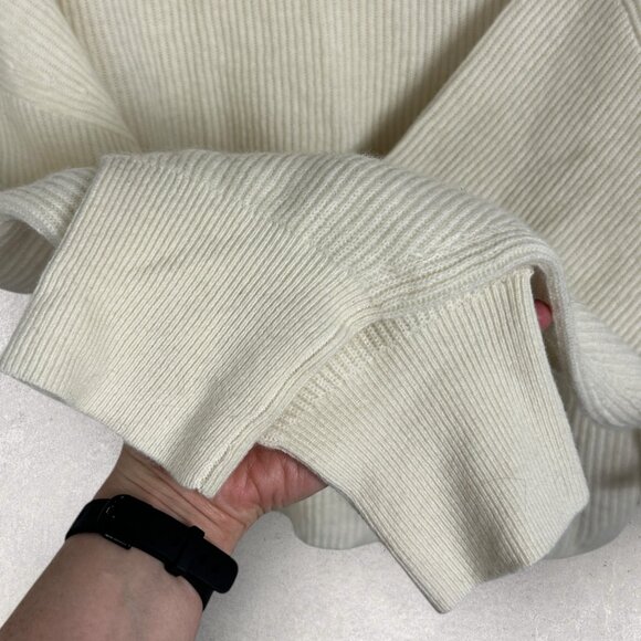 NWT Anthropologie 100% Cashmere Ribbed Mock Neck Jumper sweater Ivory Size XL - Picture 7 of 15